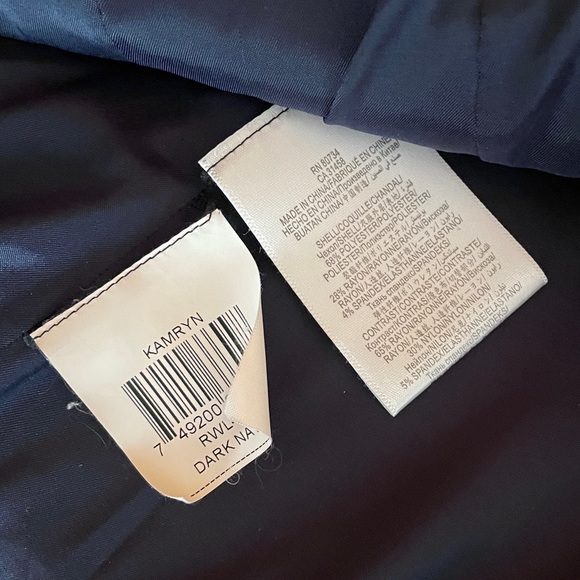 BCBGMAXAZRIA Kamryn Navy Fitted Modern Slim Class  Button Blazer Suit Jacket - Picture 4 of 4